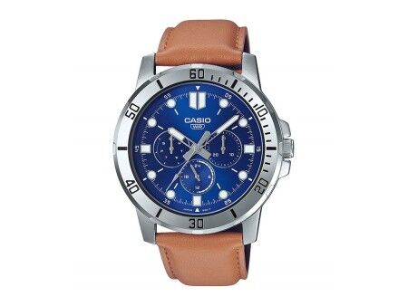 Zegarek Męski Casio DIVER MULTIFUCTION STEEL, TAN BROWN LEATHER - BLUE Beżowy (Ø 45 mm)