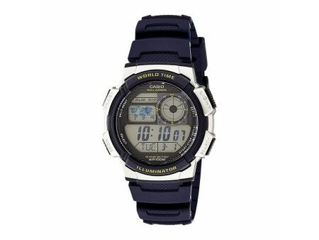Zegarek Męski Casio WORLD TIME ILLUMINATOR - 5 ALARMS, 10 YEAR BATTERY Czarny Szary (Ø 40 mm) (Ø 43 mm)