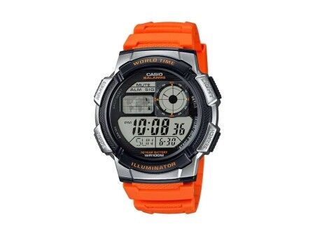 Zegarek Męski Casio WORLD TIME ILLUMINATOR Pomarańczowy (Ø 43 mm)