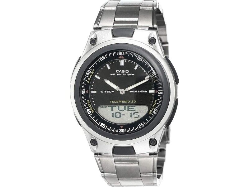 Zegarek Męski Casio ILLUMINATOR TELEMEMO 30 Czarny Srebrzysty (Ø 40 mm)