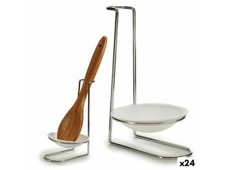 Podkładka pod łyżkę do gotowania Kinvara 55022 polipropylen Żelazo 10 x 18 x 11 cm Srebrzysty (24 Sztuk)