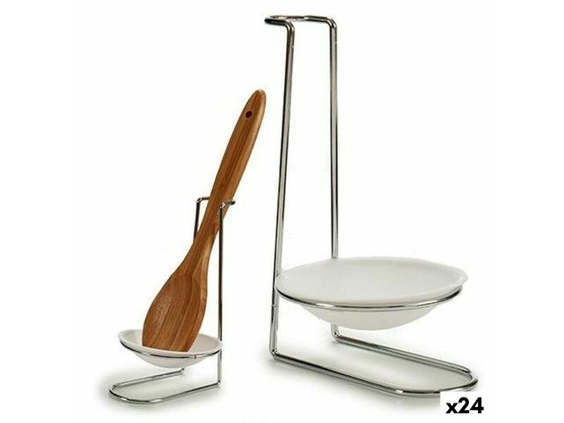 Podkładka pod łyżkę do gotowania Kinvara 55022 polipropylen Żelazo 10 x 18 x 11 cm Srebrzysty (24 Sztuk)
