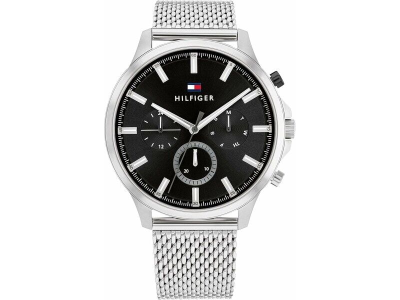 Zegarek Męski Tommy Hilfiger RYDER Czarny Srebrzysty Zegarek Męski Tommy Hilfiger RYDER Czarny Srebrzysty