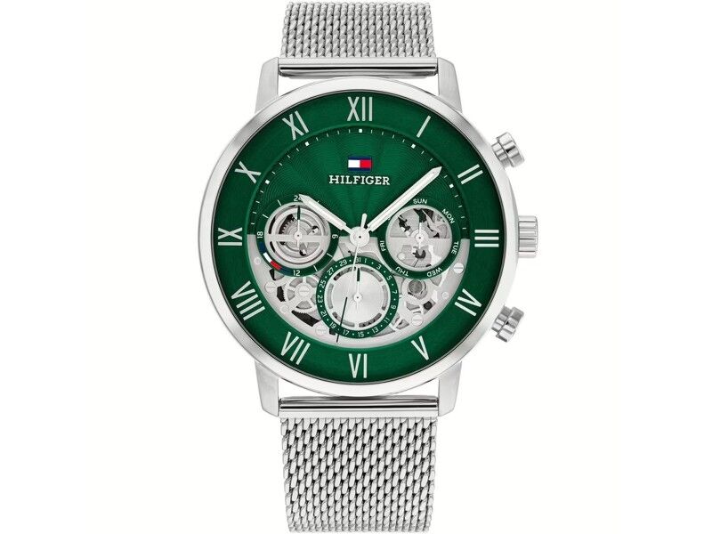 Zegarek Męski Tommy Hilfiger 1692189 Kolor Zielony Srebrzysty