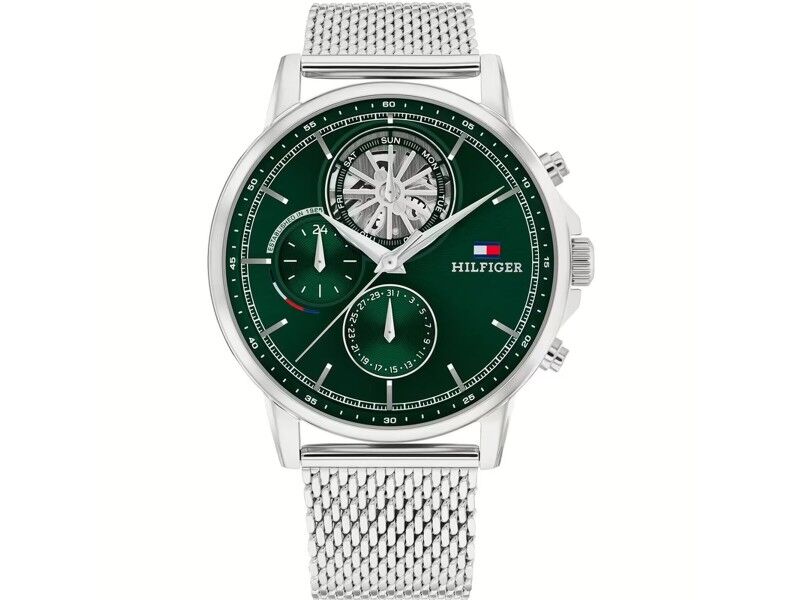 Zegarek Męski Tommy Hilfiger 1692157 Kolor Zielony Srebrzysty