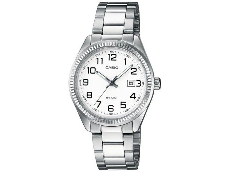 Zegarek Unisex Casio LADY DATE - WHITE, ARAB NUMBER INDEXES Biały Srebrzysty (Ø 30 mm)