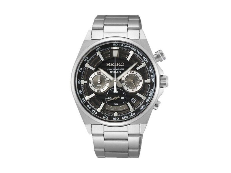 Zegarek Męski Seiko SSB397P1 Czarny Srebrzysty
