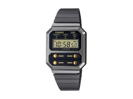Zegarek Unisex Casio F100 - GUN METAL / GOLD Czarny