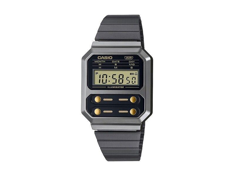Zegarek Unisex Casio F100 - GUN METAL / GOLD Czarny