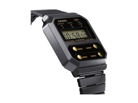 Zegarek Unisex Casio F100 - GUN METAL / GOLD Czarny