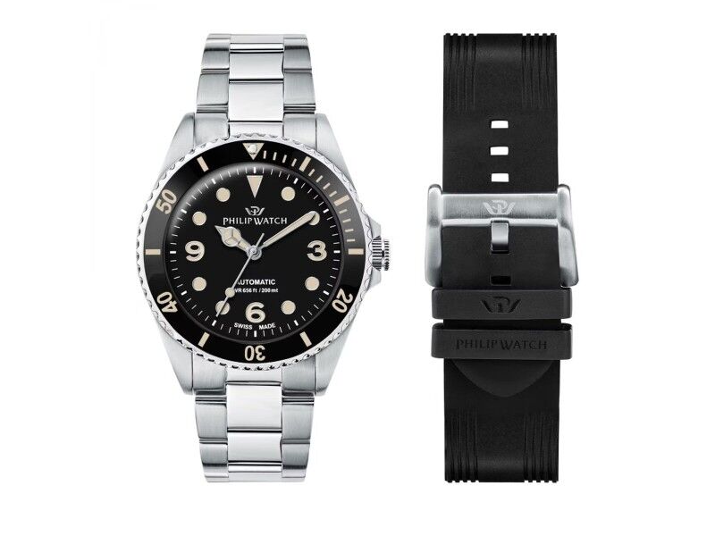 Zegarek Męski Philip Watch R8223216008 Czarny Srebrzysty