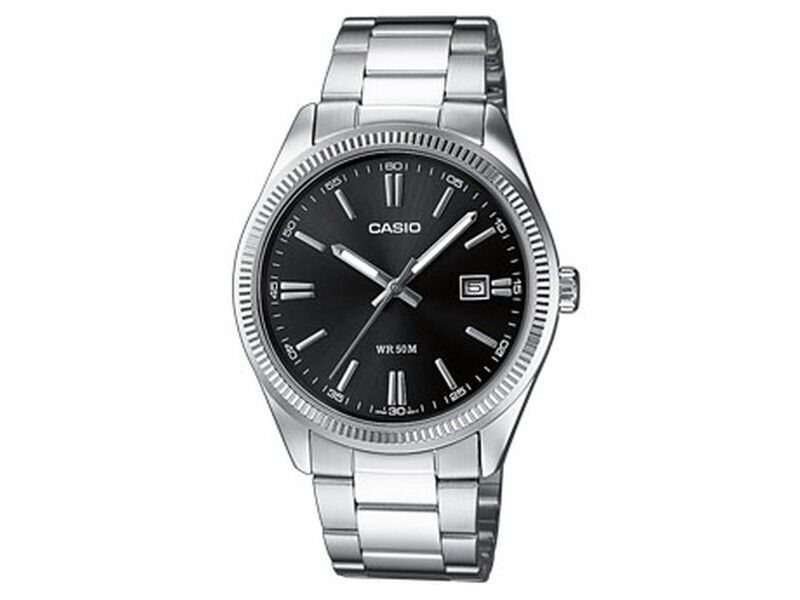 Zegarek Męski Casio DATE Srebrzysty Wielofunkcyjny Czarny (Ø 39 mm)