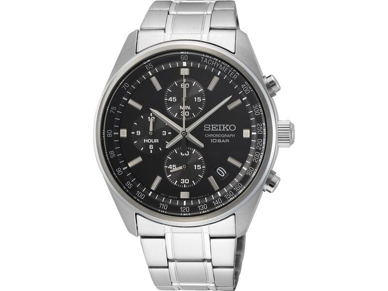 Zegarek Męski Seiko SSB379P1 Czarny Srebrzysty