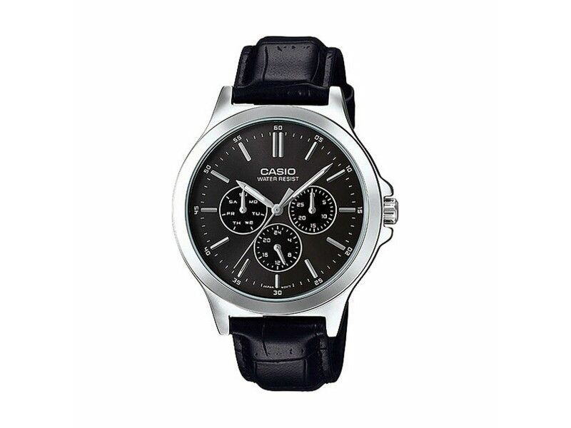 Zegarek Męski Casio MULTIFUNCTION BLACK, LEATHER Czarny (Ø 41,5 mm) (Ø 40 mm)