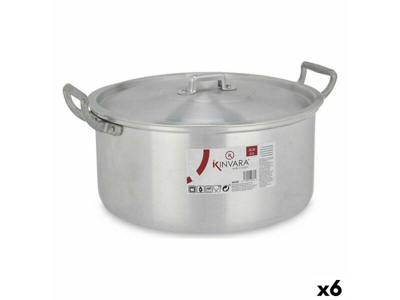 Garnek z Pokrywką Kinvara 100008 Srebrzysty 6,5 L 35 x 16 x 28 cm (6 Sztuk)