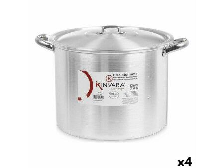 Garnek z Pokrywką Srebrzysty Aluminium 38 x 25 x 31 cm (4 Sztuk)