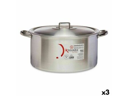 Garnek z Pokrywką Kinvara 100014 Srebrzysty 20 L (3 Sztuk)