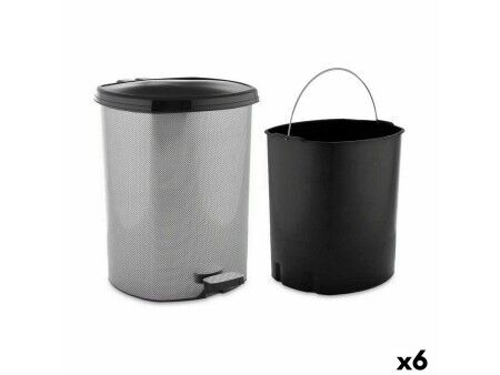 Kosz na Śmieci z Pedałem Berilo D-003-2 Ciemny szary Plastikowy 11 L (6 Sztuk)