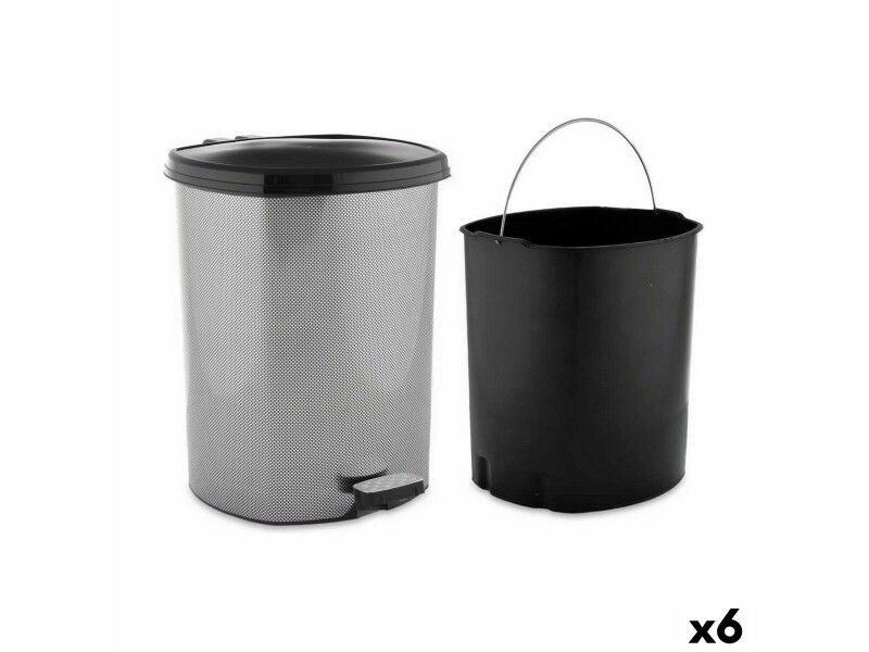 Kosz na Śmieci z Pedałem Berilo D-003-2 Ciemny szary Plastikowy 11 L (6 Sztuk)