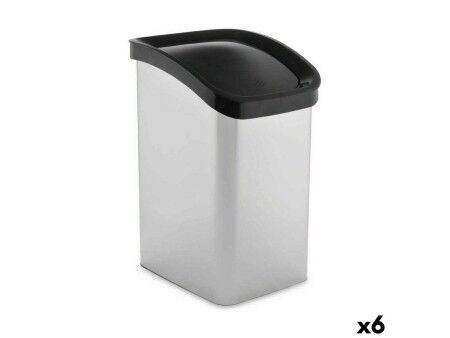 Kosz na Śmieci Berilo D093-1 Srebrzysty Plastikowy 23 L Ruchome (6 Sztuk)