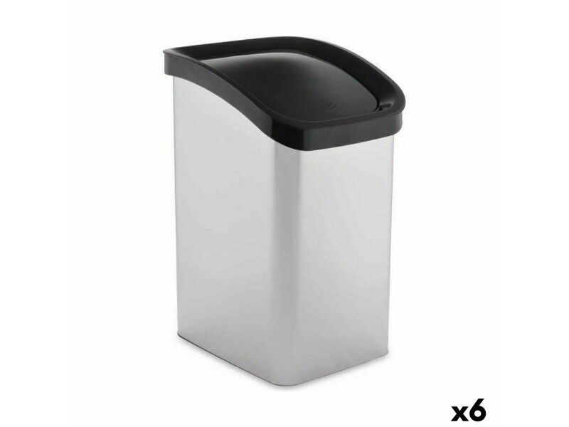 Kosz na Śmieci Berilo D093-1 Srebrzysty Plastikowy 23 L Ruchome (6 Sztuk)