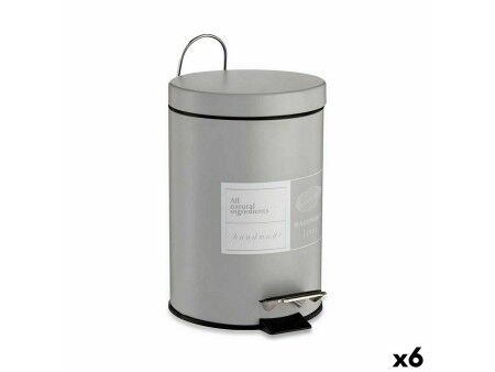 Kosz na Śmieci z Pedałem Berilo Beauty Products Biały Szary Stal Plastikowy 3 L (6 Sztuk)