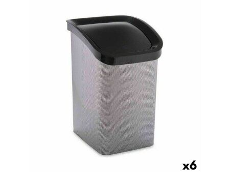 Kosz na Śmieci Berilo D093-2 Ciemny szary Plastikowy 23 L Ruchome (6 Sztuk)