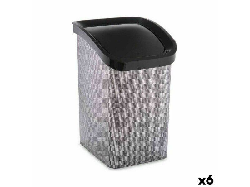 Kosz na Śmieci Berilo D093-2 Ciemny szary Plastikowy 23 L Ruchome (6 Sztuk)