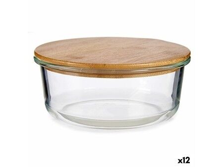 Okrągłe pudełko na lunch z pokrywką Vivalto LHB-HR-950F Bambus 17 x 7 x 17 cm (12 Sztuk)