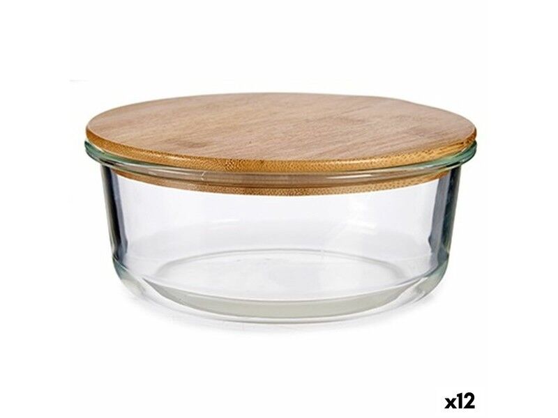 Okrągłe pudełko na lunch z pokrywką Vivalto LHB-HR-950F Bambus 17 x 7 x 17 cm (12 Sztuk)