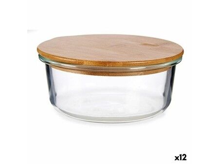 Okrągłe pudełko na lunch z pokrywką Vivalto LHB-HR-620F Bambus 15 x 6,5 x 15 cm (12 Sztuk)