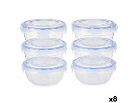 Set Pojemników na Lunch Leknes 30502 Niebieski Przezroczysty Plastikowy 800 ml 15,5 x 7,5 x 15,5 cm Hermetyczny (8 Sztuk)