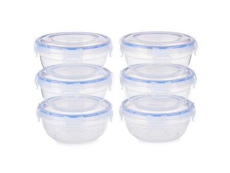 Set Pojemników na Lunch Leknes 30502 Niebieski Przezroczysty Plastikowy 800 ml 15,5 x 7,5 x 15,5 cm Hermetyczny (8 Sztuk)