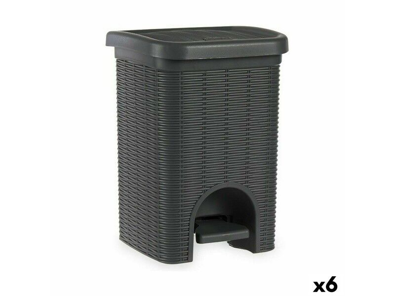 Kosz na Śmieci z Pedałem Stefanplast Elegance Szary Plastikowy 20 L (6 Sztuk)