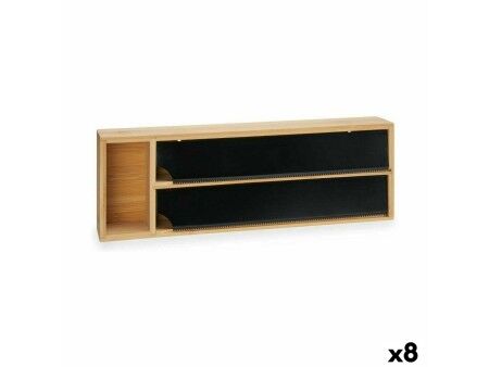 Dozownik papieru Kinvara JWKW-5153 (2) Czarny Naturalny Bambus Stal nierdzewna 40 x 7 x 13 cm Pojedyńczy (8 Sztuk)