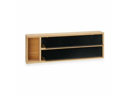 Dozownik papieru Kinvara JWKW-5153 (2) Czarny Naturalny Bambus Stal nierdzewna 40 x 7 x 13 cm Pojedyńczy (8 Sztuk)