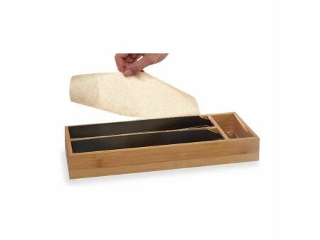 Dozownik papieru Kinvara JWKW-5153 (2) Czarny Naturalny Bambus Stal nierdzewna 40 x 7 x 13 cm Pojedyńczy (8 Sztuk)