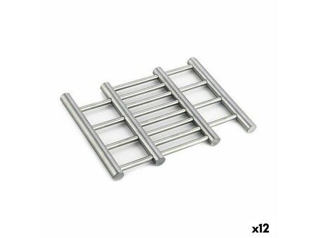 Podkładki na stół Kinvara W6357A Srebrzysty Stal nierdzewna 23 x 2 x 20 cm Rozsuwany (12 Sztuk)