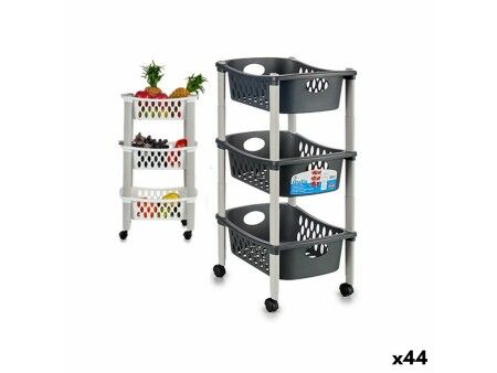 Wózek na Warzywa Stefanplast Biały Antracyt Plastikowy 40 x 29,5 x 68,5 cm (44 Unidades)