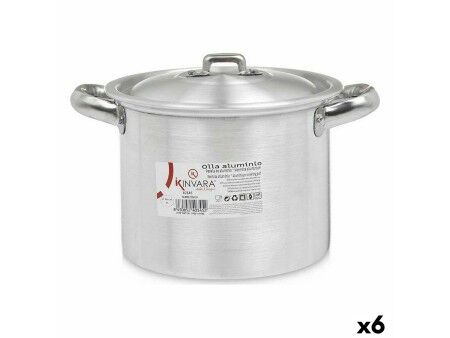 Garnek z Pokrywką Kinvara 100031 Srebrzysty Aluminium 23,5 x 15 x 18 cm (6 Sztuk)