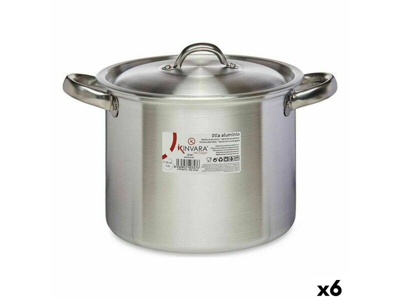 Garnek z Pokrywką Kinvara 100033 Srebrzysty Aluminium Ø 20 cm (6 Sztuk)