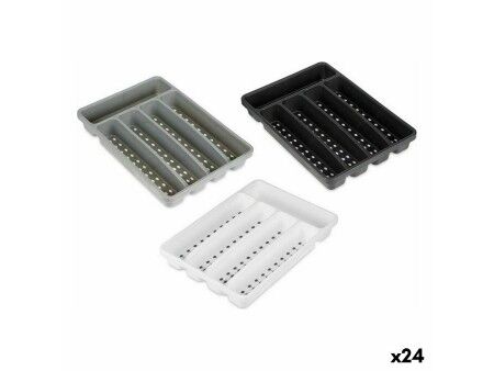 Organizer na Sztućce Kinvara CN19128-1 Biały Czarny polipropylen 22,5 x 4,5 x 32 cm (24 Sztuk)