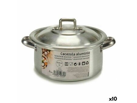 Garnek z Pokrywką Kinvara 100002 Srebrzysty Ø 14 cm 1 L (10 Sztuk)