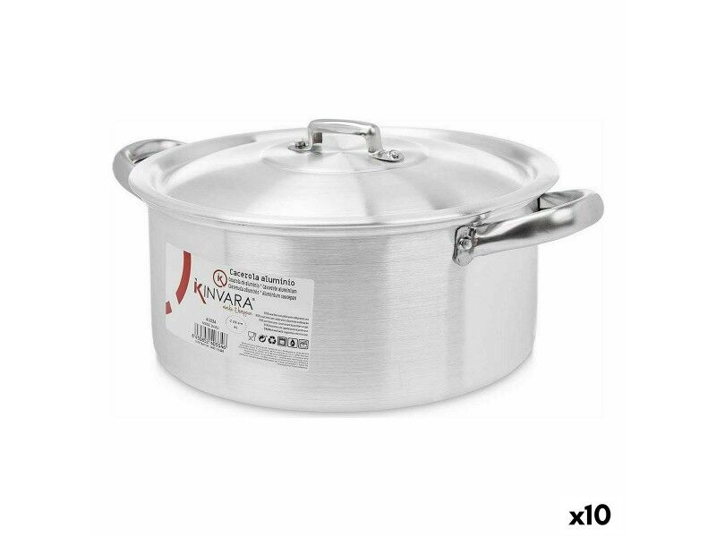 Garnek z Pokrywką Kinvara 100006 Srebrzysty 4 L 24 x 13 x 31 cm (10 Sztuk)