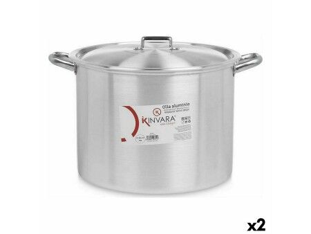 Garnek z Pokrywką Ø 34 cm Srebrzysty Aluminium (2 Sztuk)