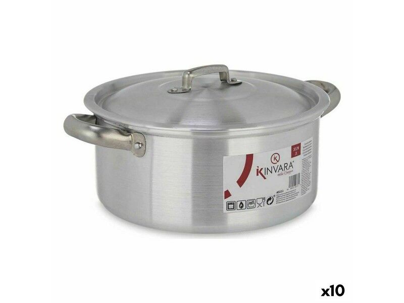 Garnek z Pokrywką Kinvara 100005 Srebrzysty 3 L (10 Sztuk)
