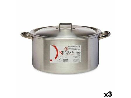 Garnek z Pokrywką Kinvara 100012 Srebrzysty 15 L (3 Sztuk)