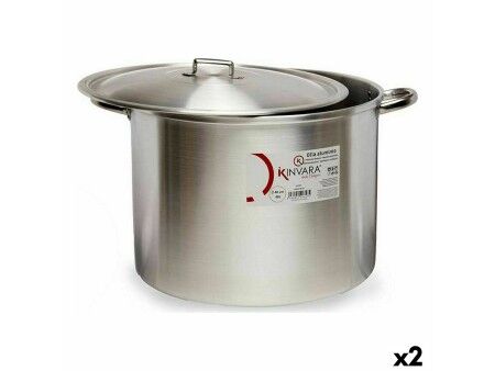 Garnek z Pokrywką Srebrzysty Aluminium 53 x 34 x 43 cm (2 Sztuk)