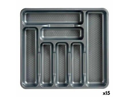 Organizer na Sztućce Kinvara 041188 Szary Plastikowy 39 x 5 x 42,5 cm (15 Sztuk)