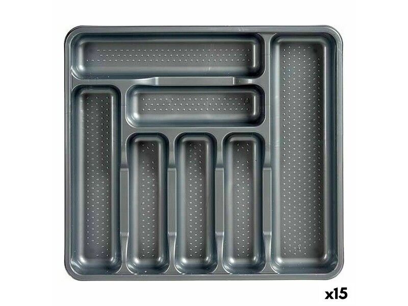 Organizer na Sztućce Kinvara 041188 Szary Plastikowy 39 x 5 x 42,5 cm (15 Sztuk)
